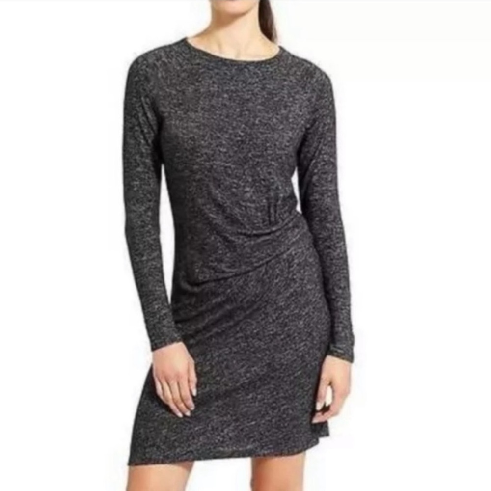 Athleta Solitude Raglan Sleeve Charcoal Black Stretchy Travel  Dress S